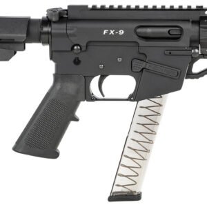 Freedom Ordnance FX9P4S FX-9 9mm Luger 31+1 4" Black Nitride Barrel w/Faux Suppressor, Black Hard Coat Anodized Aluminum Receiver, SB Tactical SBA3 Pistol Brace Stock, Black Polymer Grip
