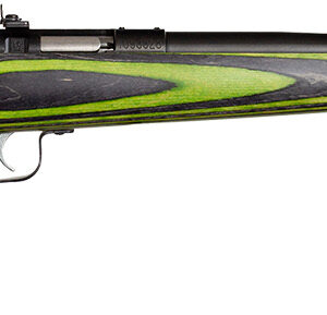 Crickett KSA2231 Youth 22 LR 1rd 16.12" Blued Barrel & Receiver, Fixed Front/Adjustable Rear Peep Sights, Green/Black Laminate Stock w/11.5" LOP, Rebounding Firing Pin Safety