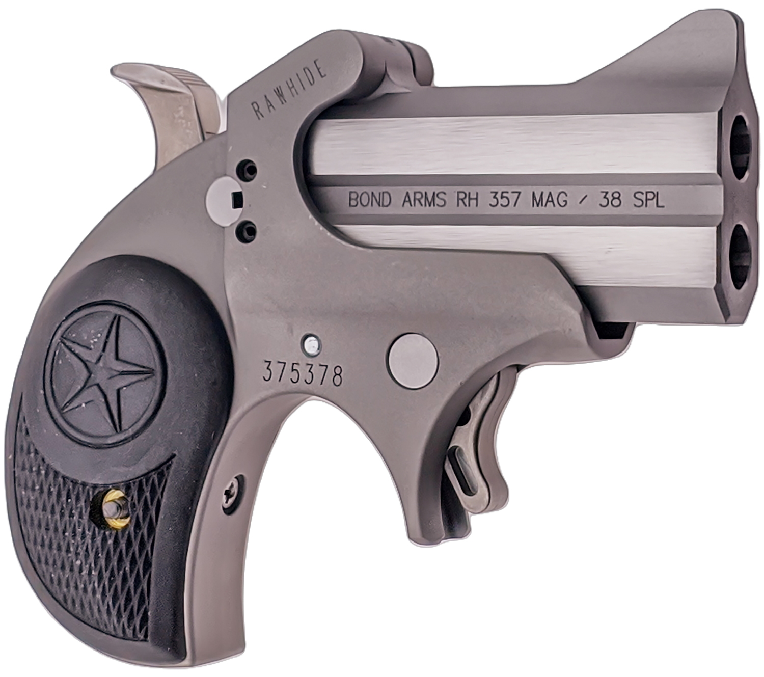 Bond Arms BARHR Rawhide Rough Series 38 Special/357 Mag 2 Shot 2.50" Rough Matte Stainless Steel Barrel Rough Matte Stainless Steel Frame Black Rubber Grips