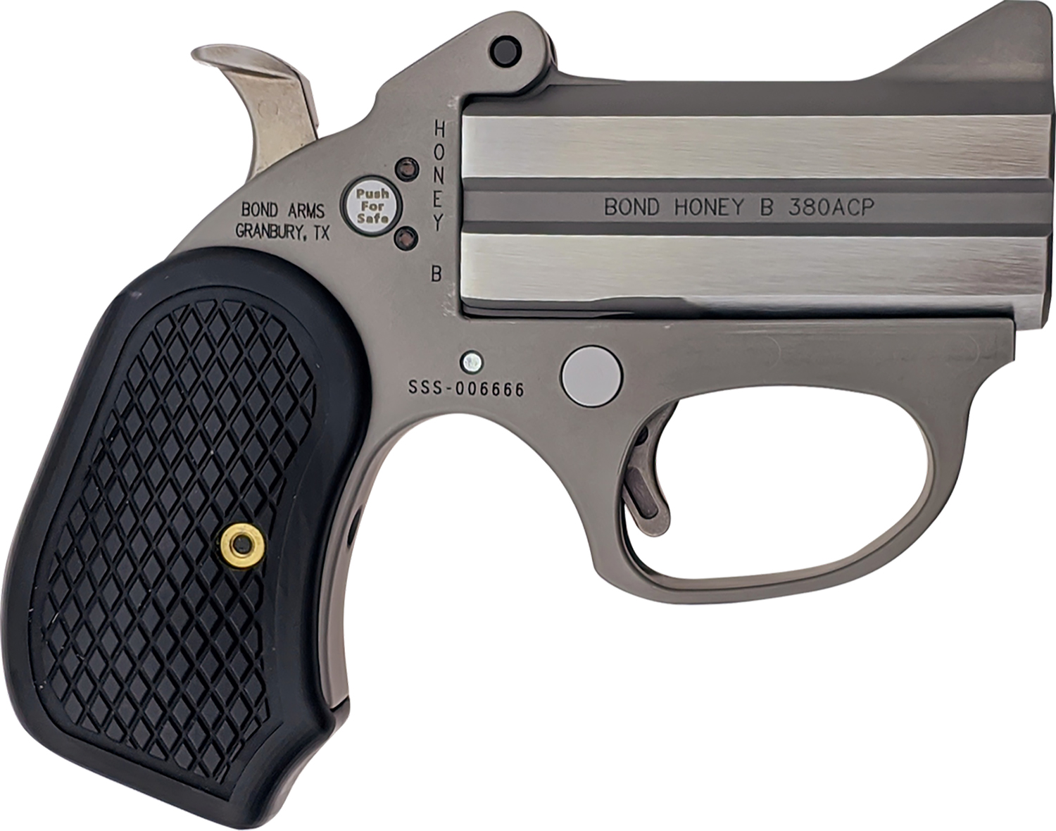 Bond Arms BAHB Honey B Stinger RS 38 Special 2rd Shot 3" Matte Stainless Steel Frame Black Extended B6 Resin Grips Right Hand