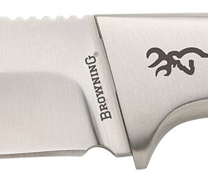 Browning 3220537 Sage Creek  Large 4.50" Fixed Clip Point Plain Satin 9Cr14MoV SS Blade, Brown Zebra Wood Handle