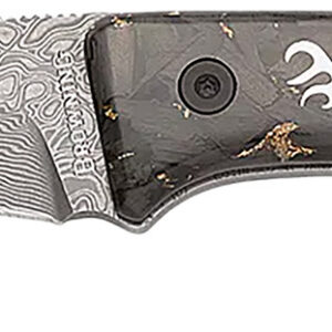 Browning 3220570B Rock 3.50" Fixed Drop Point Plain Acid Etch Damascus Blade, Carbon Fiber Handle