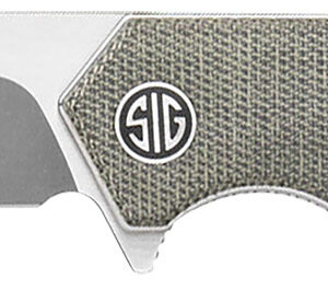 Sig Sauer Knives TS8SG Tsuru 3.30" Folding Tanto Plain Satin 154CM SS Blade, 4.20" Green Canvas Micarta Handle