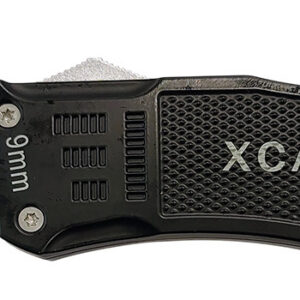 Xcaliber Knife Company  9mm  Large 3.80" OTF Drop Point Black 440C SS Blade, 5.30" Steel Handle