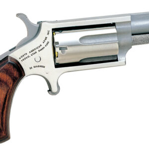 North American Arms 22M Mini-Revolver 22 WMR 5 Shot 1.63" Stainless Steel Barrel, Frame & Cylinder, Rosewood Grip Exposed Hammer